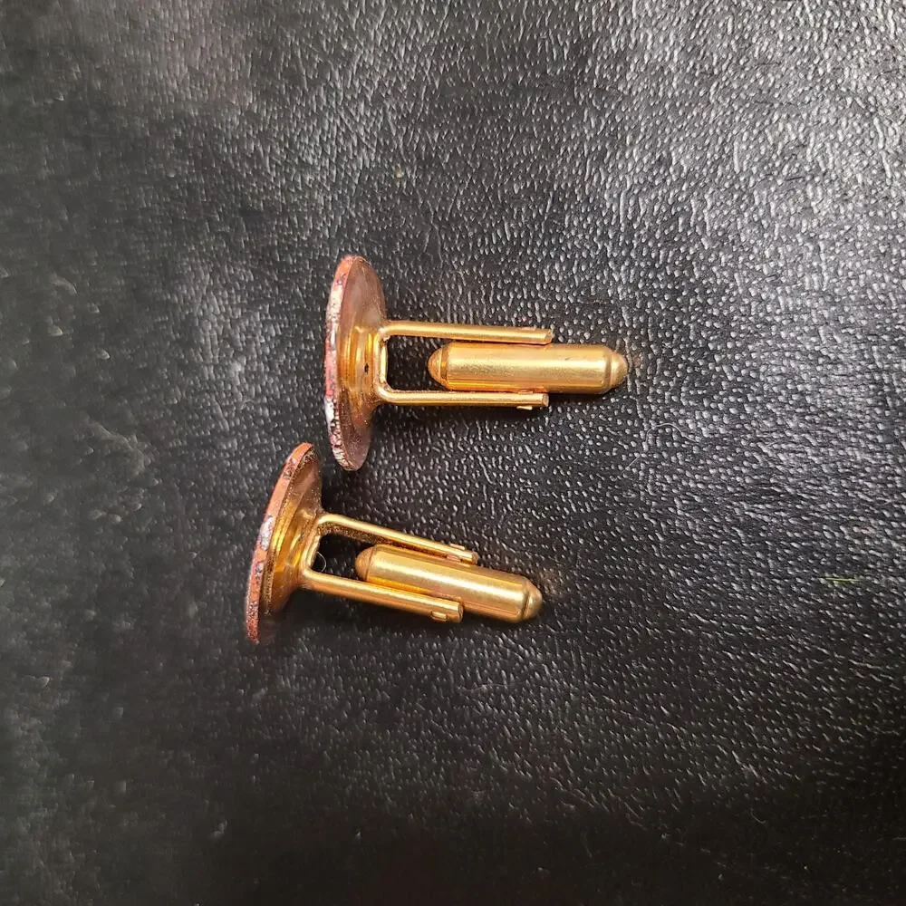 Vintage mid-century striped brown marbled resin cufflinks